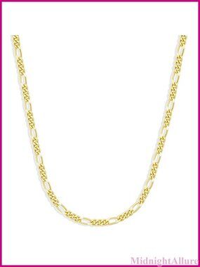 14K Gold Plated 5mm Figaro Chain Necklace 18 Inch